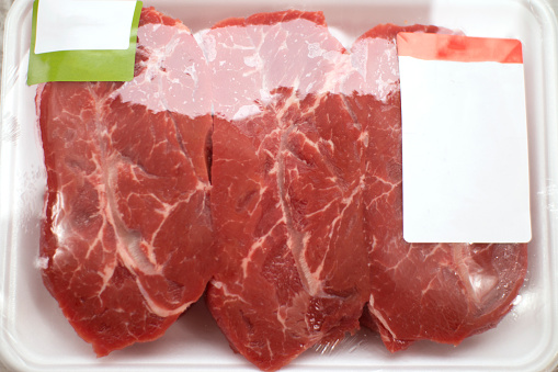 Packaged raw beef