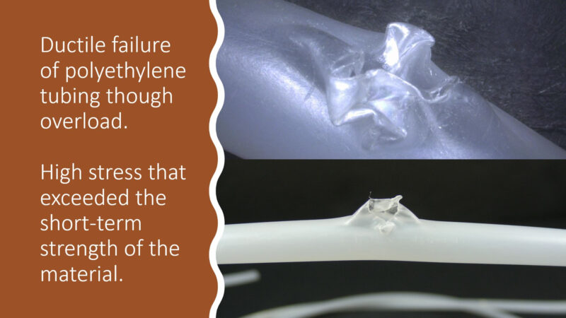 Polyethylene supply line tubing - ductile cracking