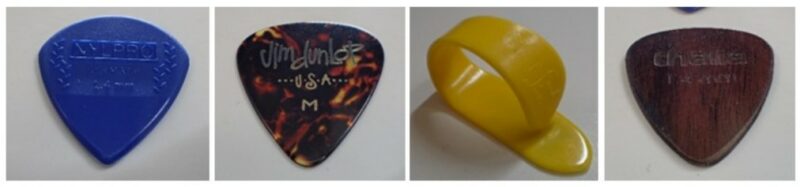 close up of guitar picks
