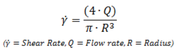 Shear rate through a circular cross-section for a Newtonian fluid