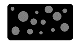Representative tube band cross section with spherical rubber particles within a rubber matrix.